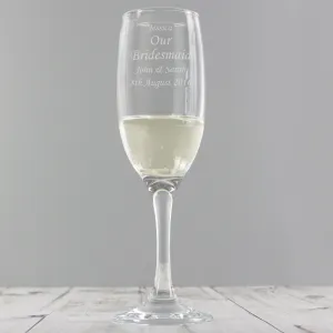 Personalised message engraved glass champagne flute