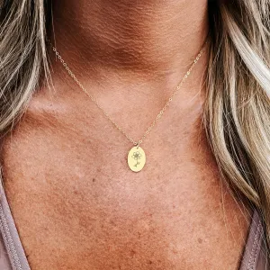 Personalized Oval Birth Flower Necklace