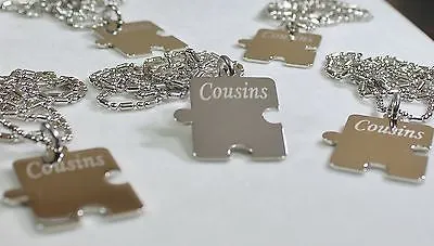 PERSONALIZED PUZZLE PIECES PENDANTS NECKLACE FIVE FAMILY COUSINS FRIENDS TEAM