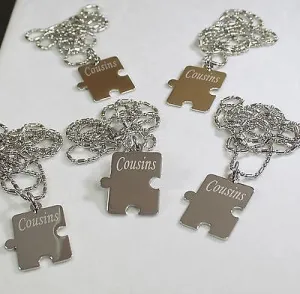 PERSONALIZED PUZZLE PIECES PENDANTS NECKLACE FIVE FAMILY COUSINS FRIENDS TEAM