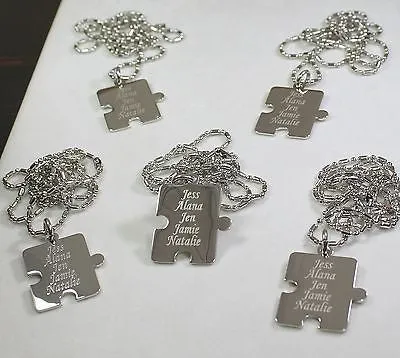 PERSONALIZED PUZZLE PIECES PENDANTS NECKLACE FIVE FAMILY COUSINS FRIENDS TEAM
