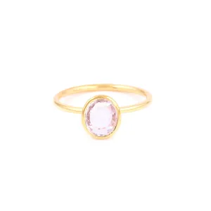 Pink Ice Oval Tourmaline Signet Ring