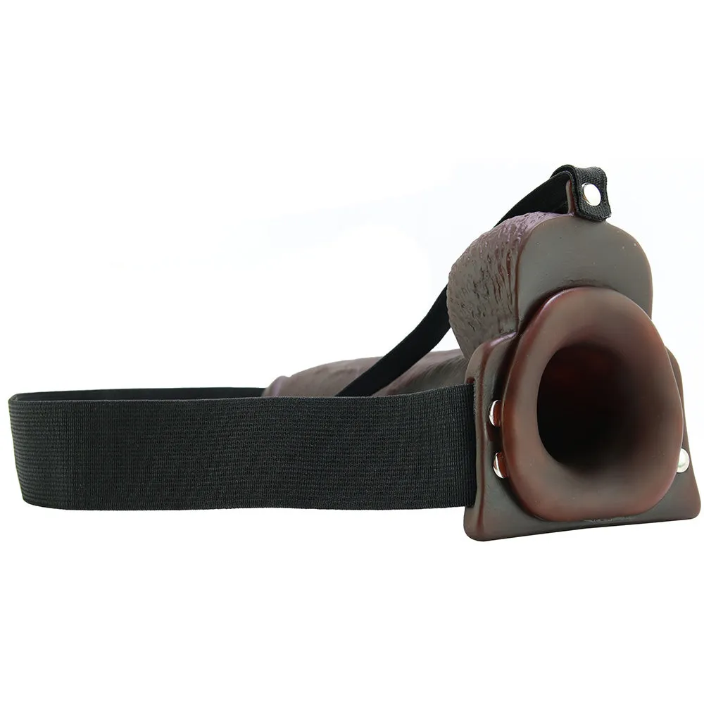 Pipedream Fetish Fantasy Series 9 in. Hollow Squirting Strap-On With Balls Brown/Black