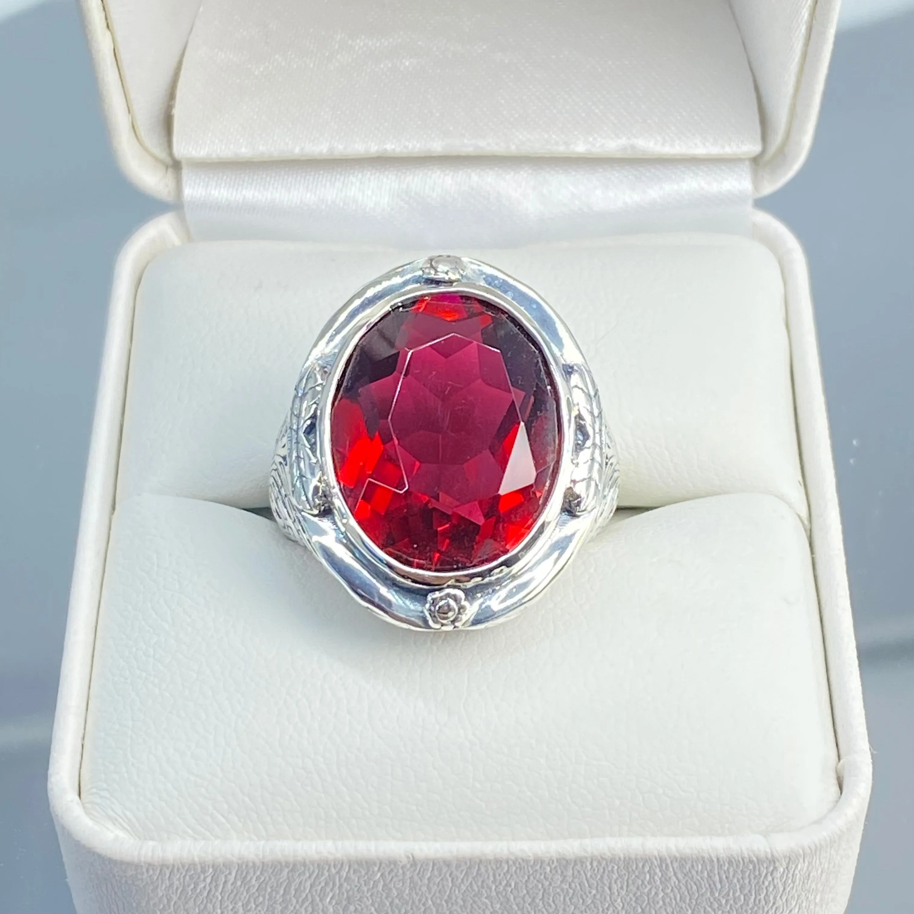 Ruby Ring, Size 6.5, Large Oval Ring, Victorian Jewelry Design #D2 - Ready to Ship