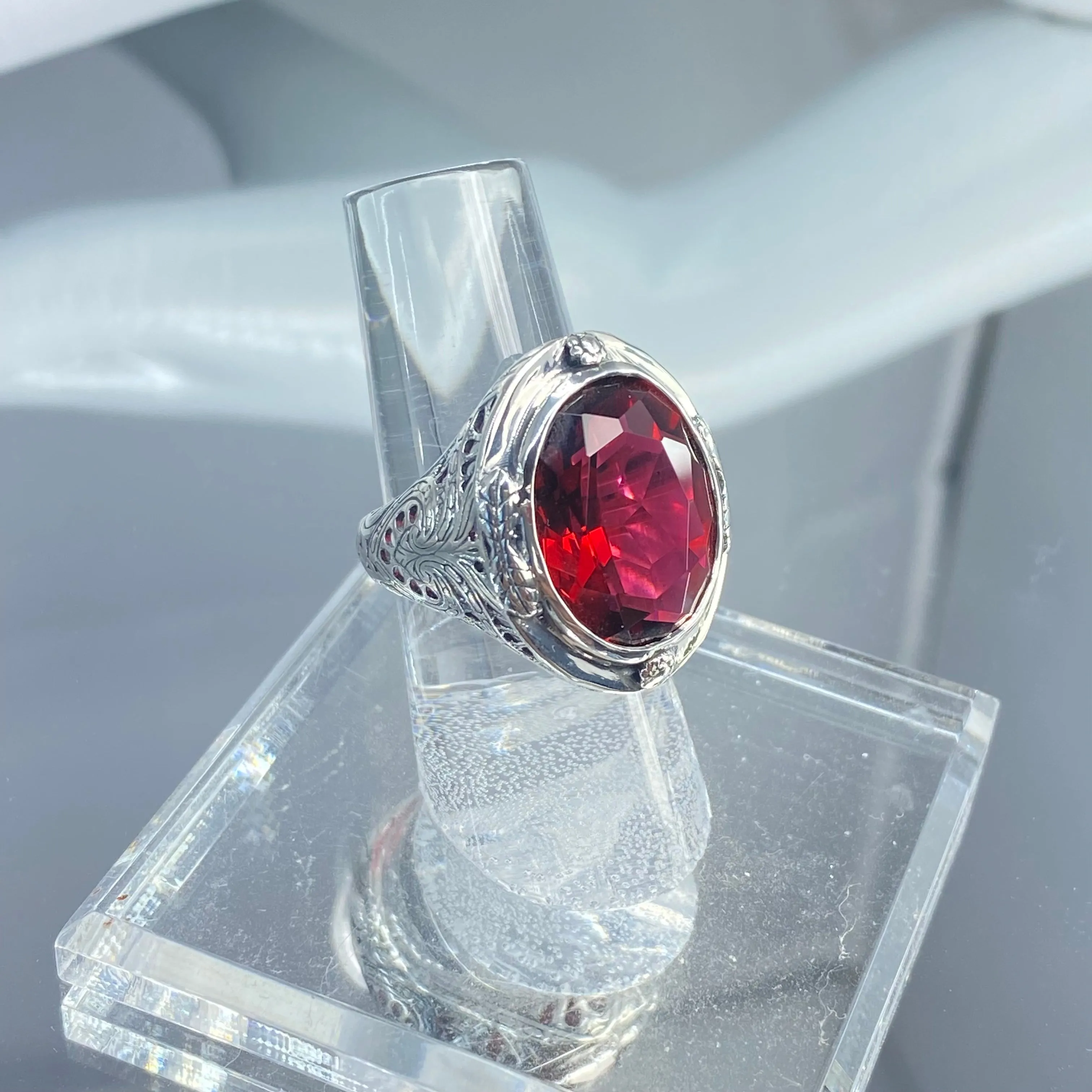 Ruby Ring, Size 6.5, Large Oval Ring, Victorian Jewelry Design #D2 - Ready to Ship