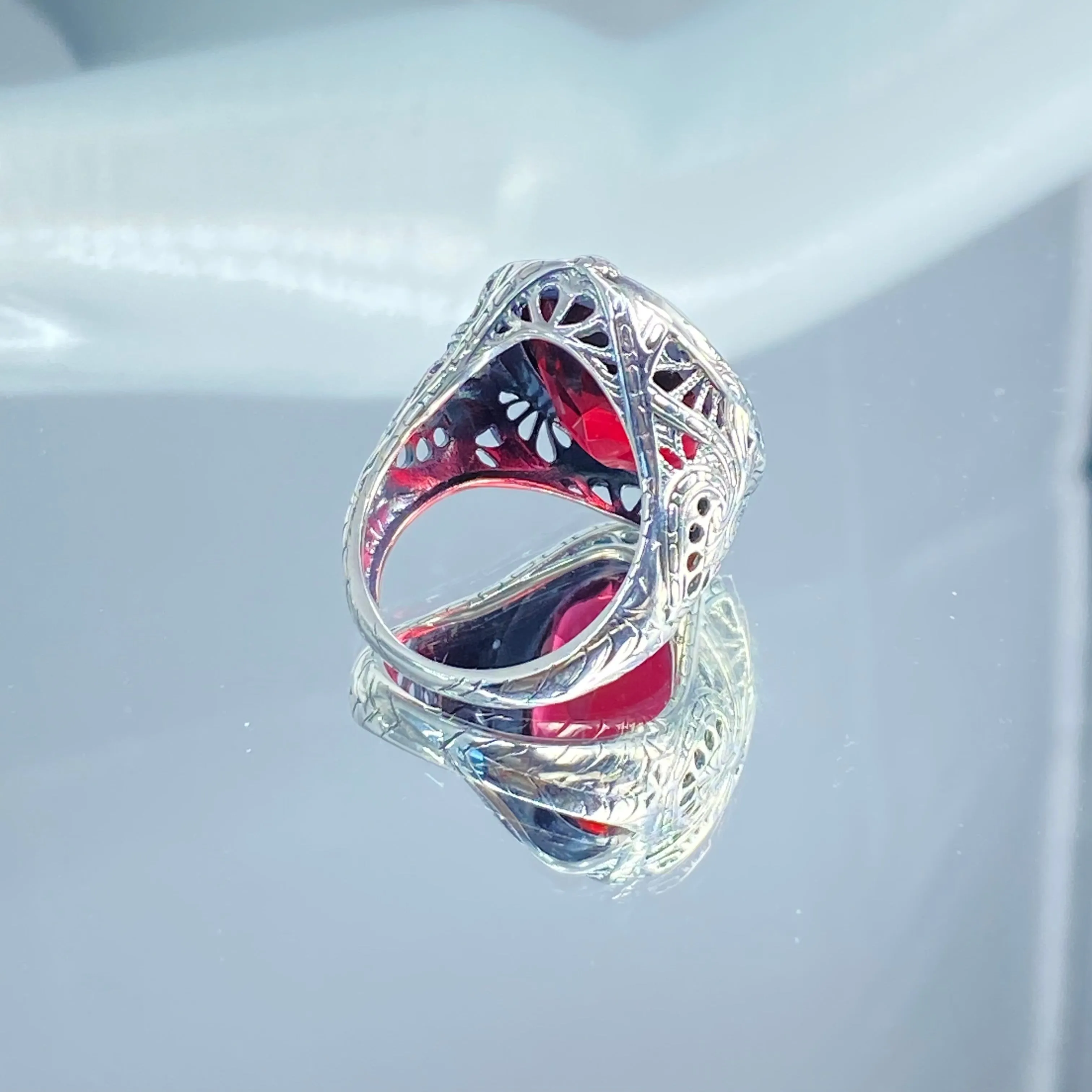 Ruby Ring, Size 6.5, Large Oval Ring, Victorian Jewelry Design #D2 - Ready to Ship