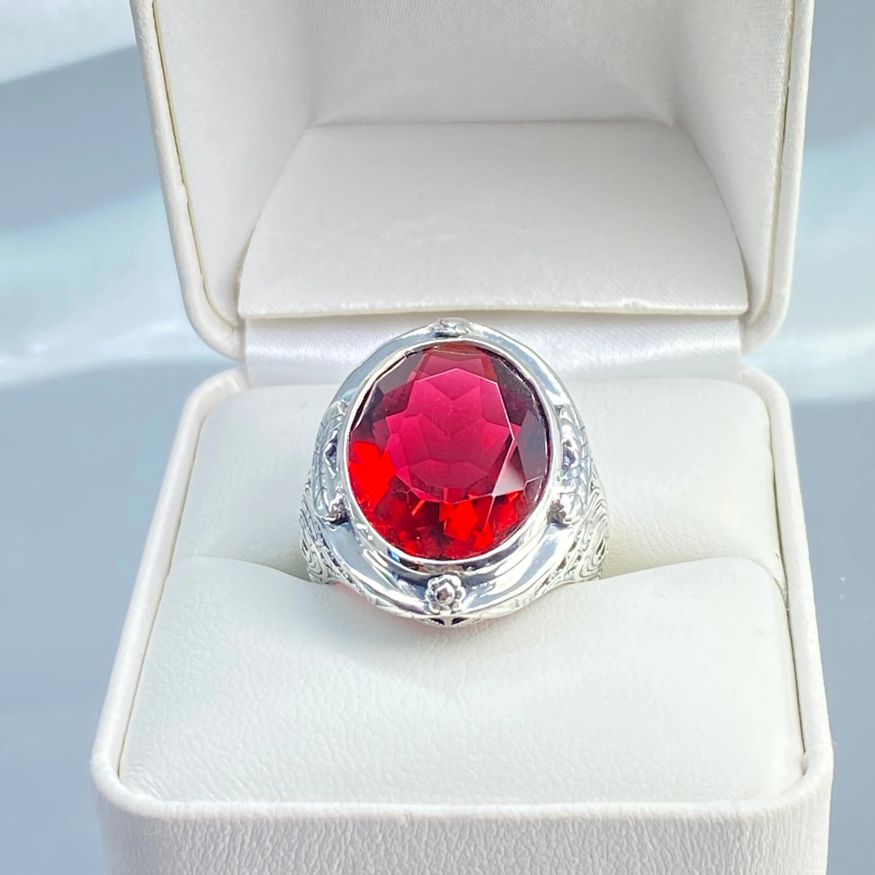 Ruby Ring, Size 6.5, Large Oval Ring, Victorian Jewelry Design #D2 - Ready to Ship