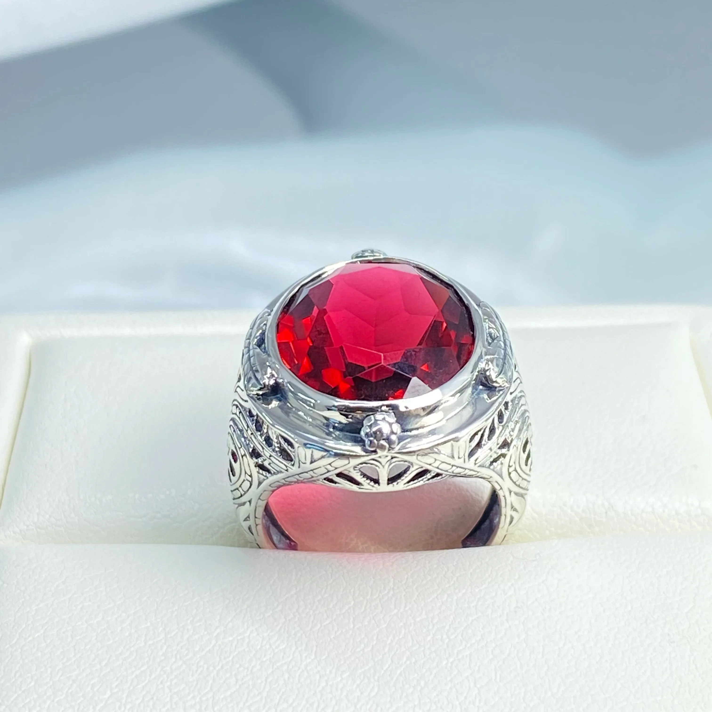 Ruby Ring, Size 6.5, Large Oval Ring, Victorian Jewelry Design #D2 - Ready to Ship
