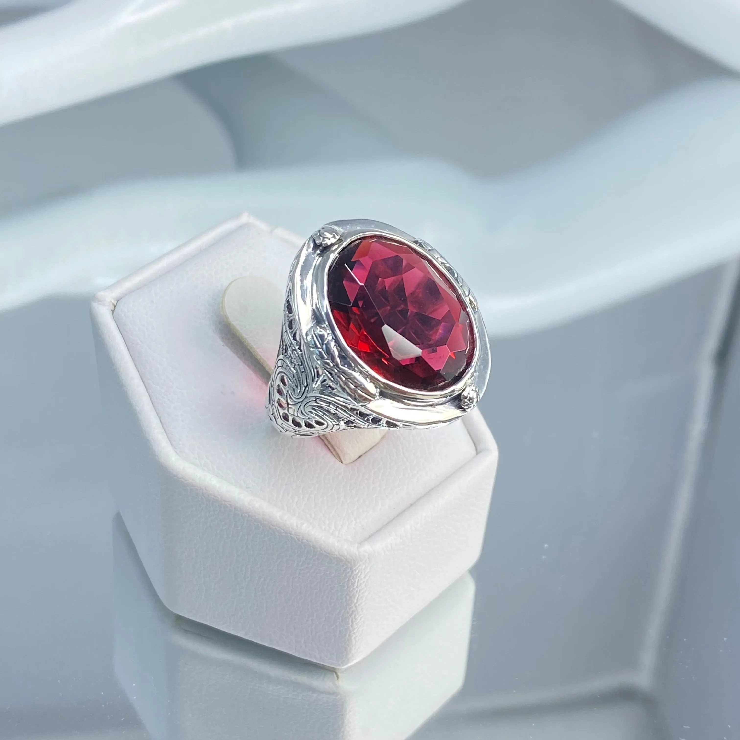 Ruby Ring, Size 6.5, Large Oval Ring, Victorian Jewelry Design #D2 - Ready to Ship
