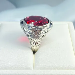Ruby Ring, Size 6.5, Large Oval Ring, Victorian Jewelry Design #D2 - Ready to Ship