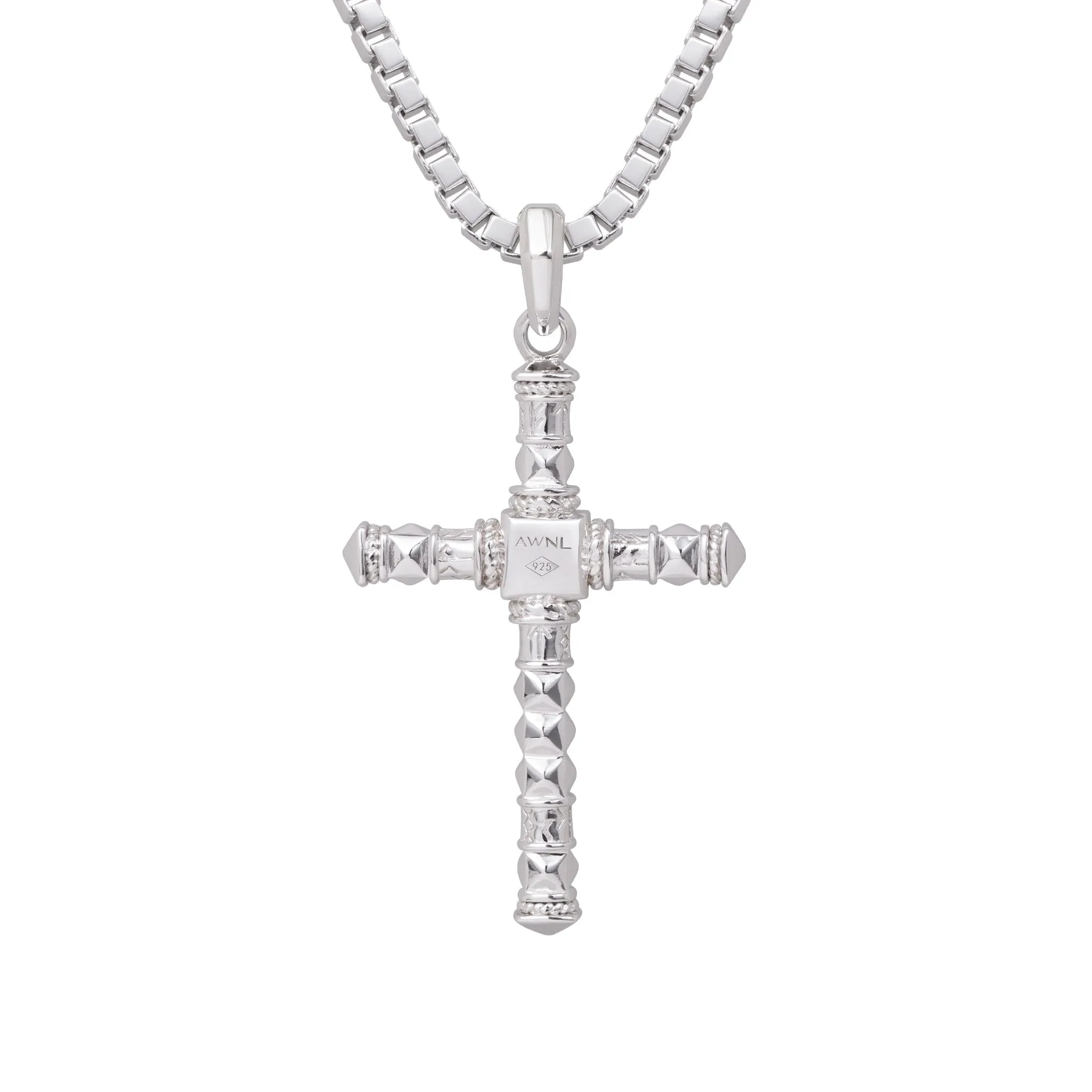 Runes-Engraved Meteorite Cross Necklace