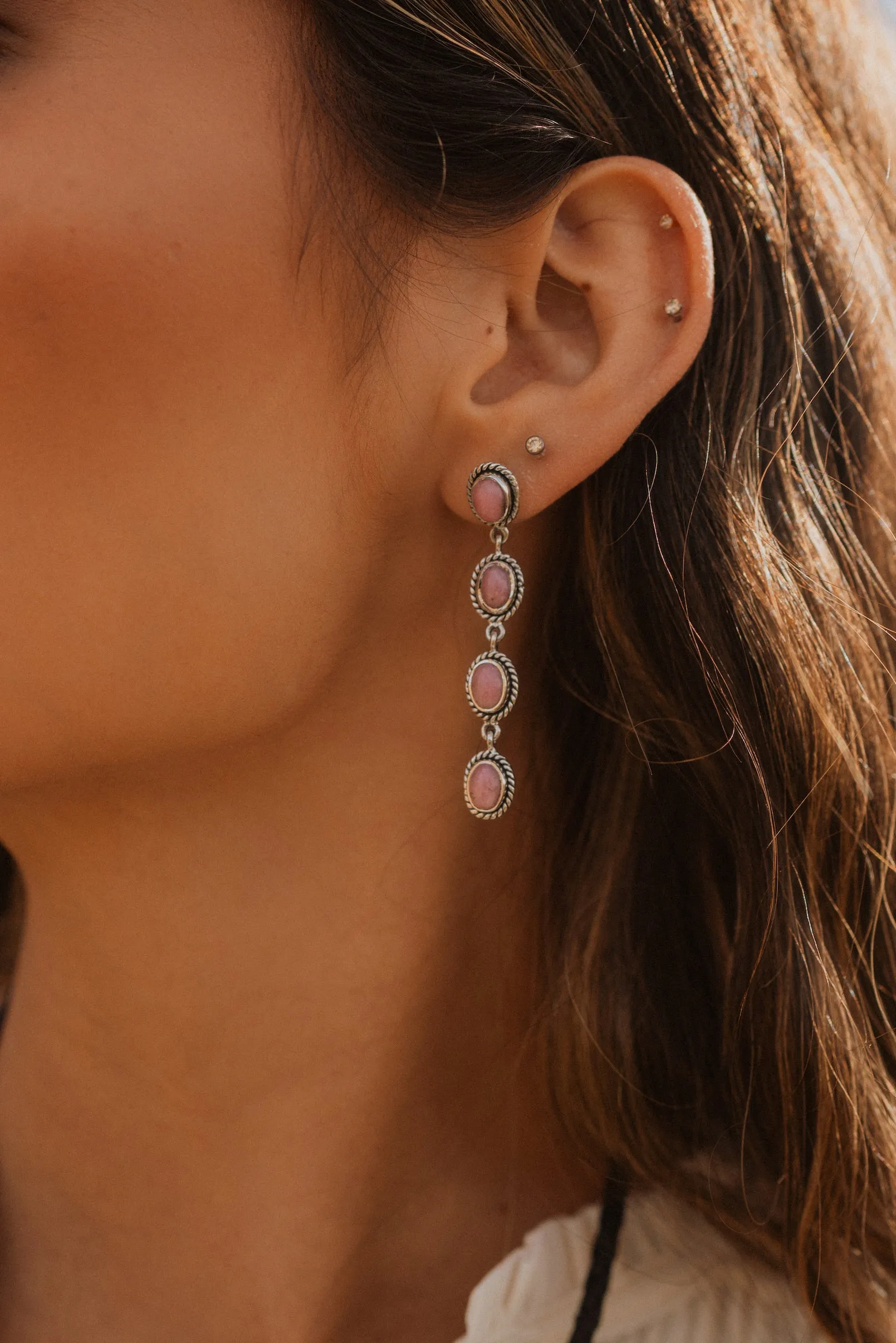 Shelly Earrings | Pink Petalite