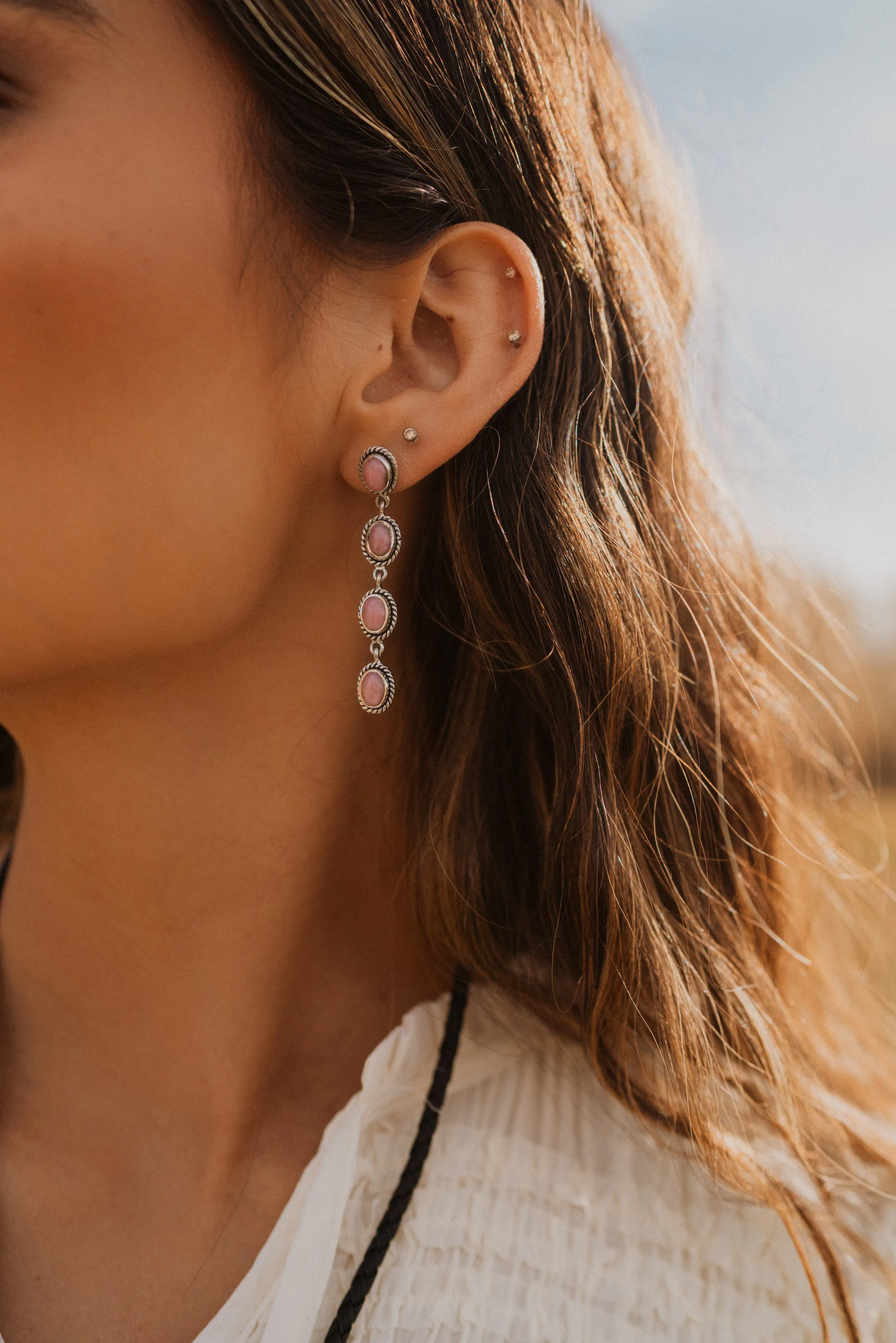 Shelly Earrings | Pink Petalite