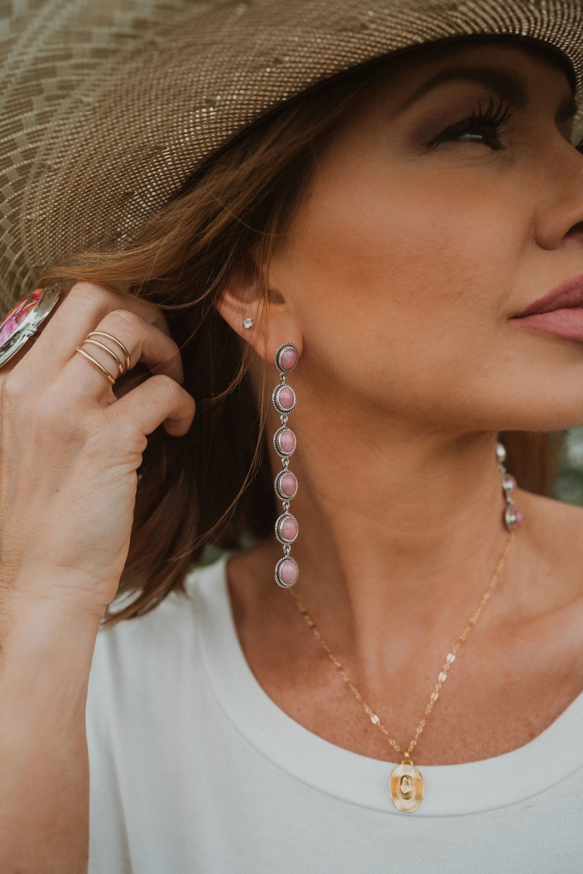Shelly Earrings | Pink Petalite