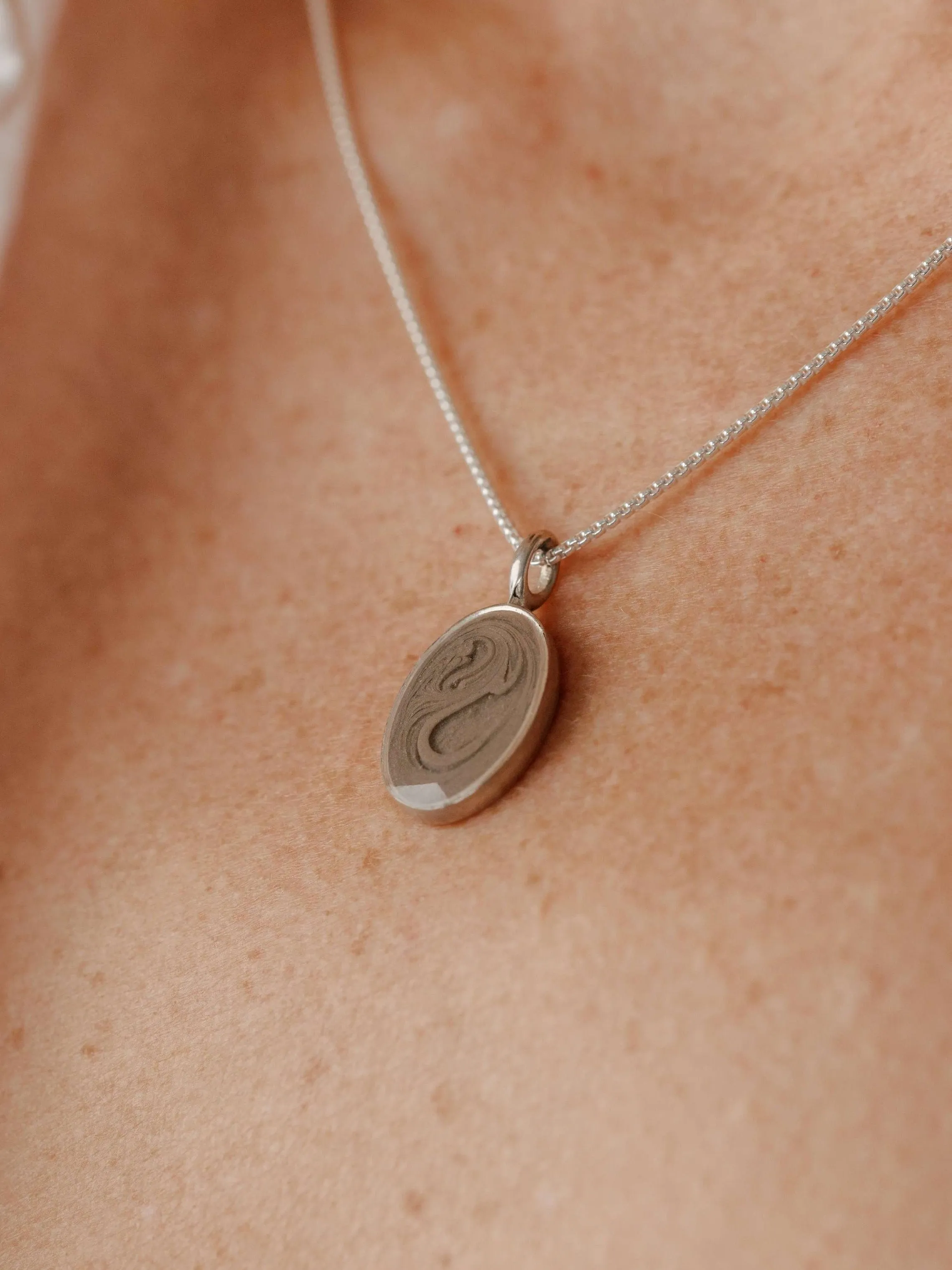 Simple Bail Oval Cremation Necklace in 14K White Gold