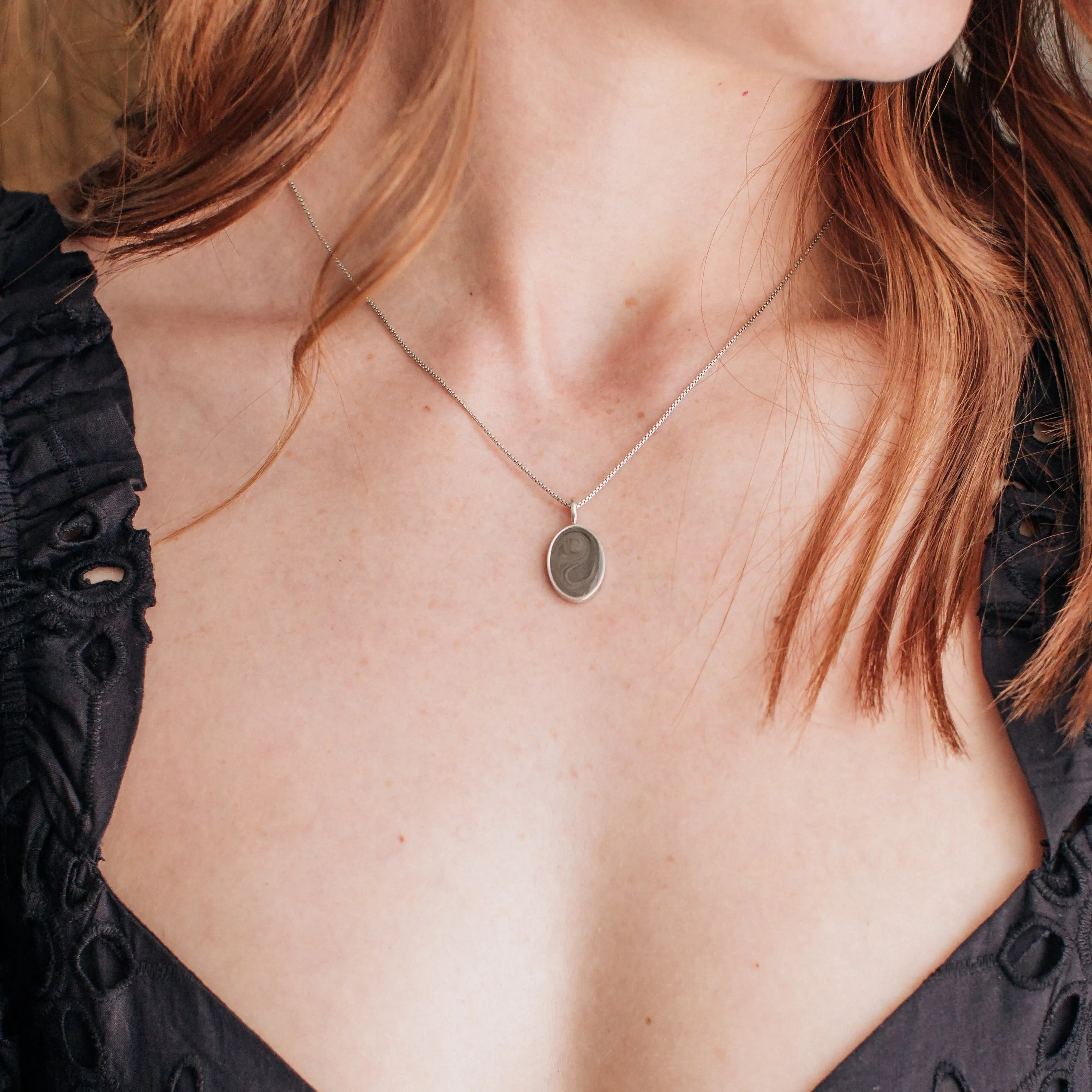 Simple Bail Oval Cremation Necklace in 14K White Gold