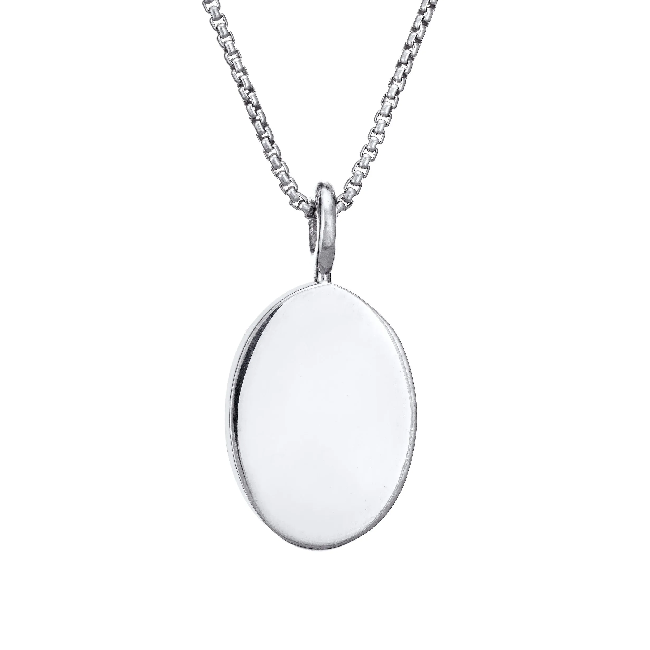 Simple Bail Oval Cremation Necklace in 14K White Gold