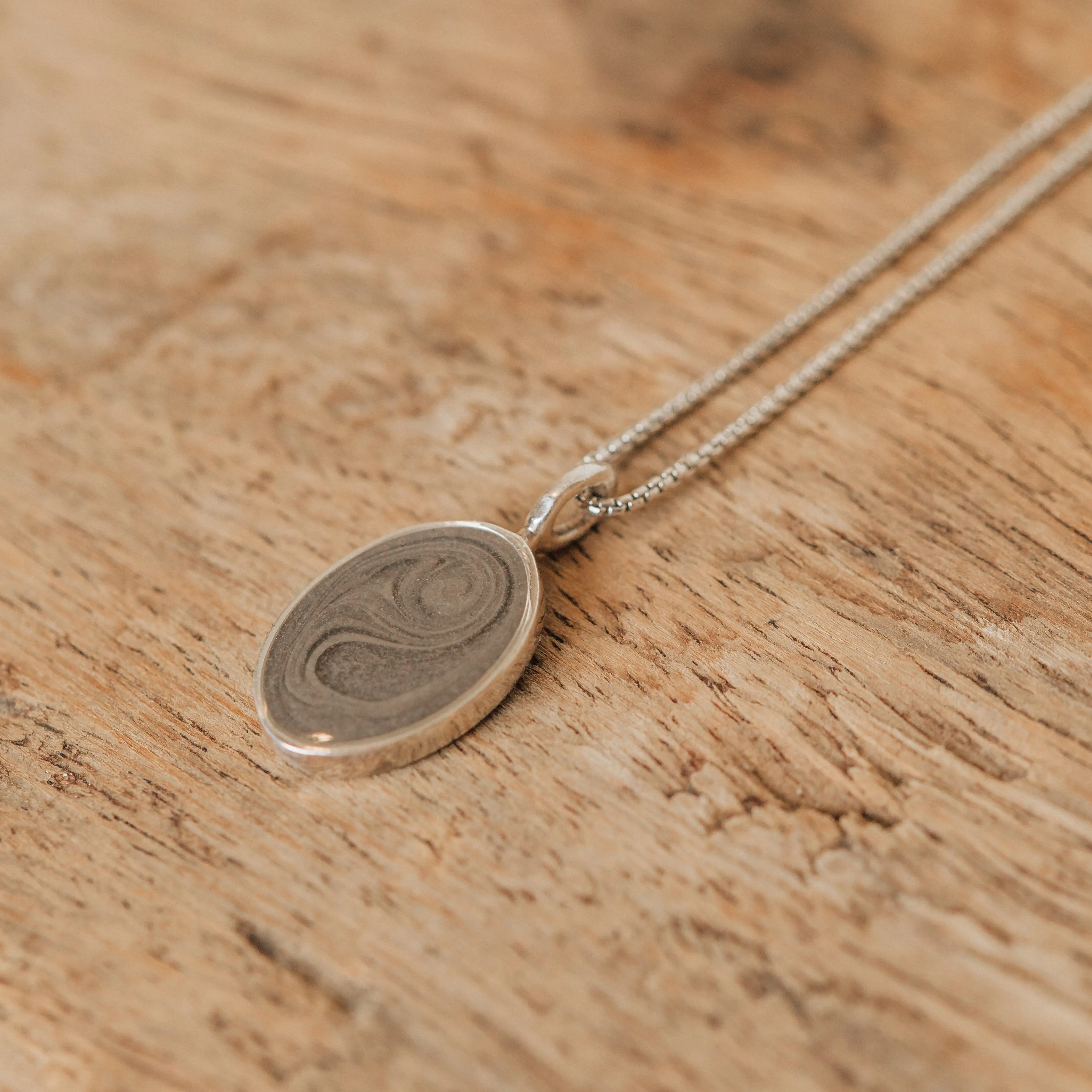 Simple Bail Oval Cremation Necklace in 14K White Gold