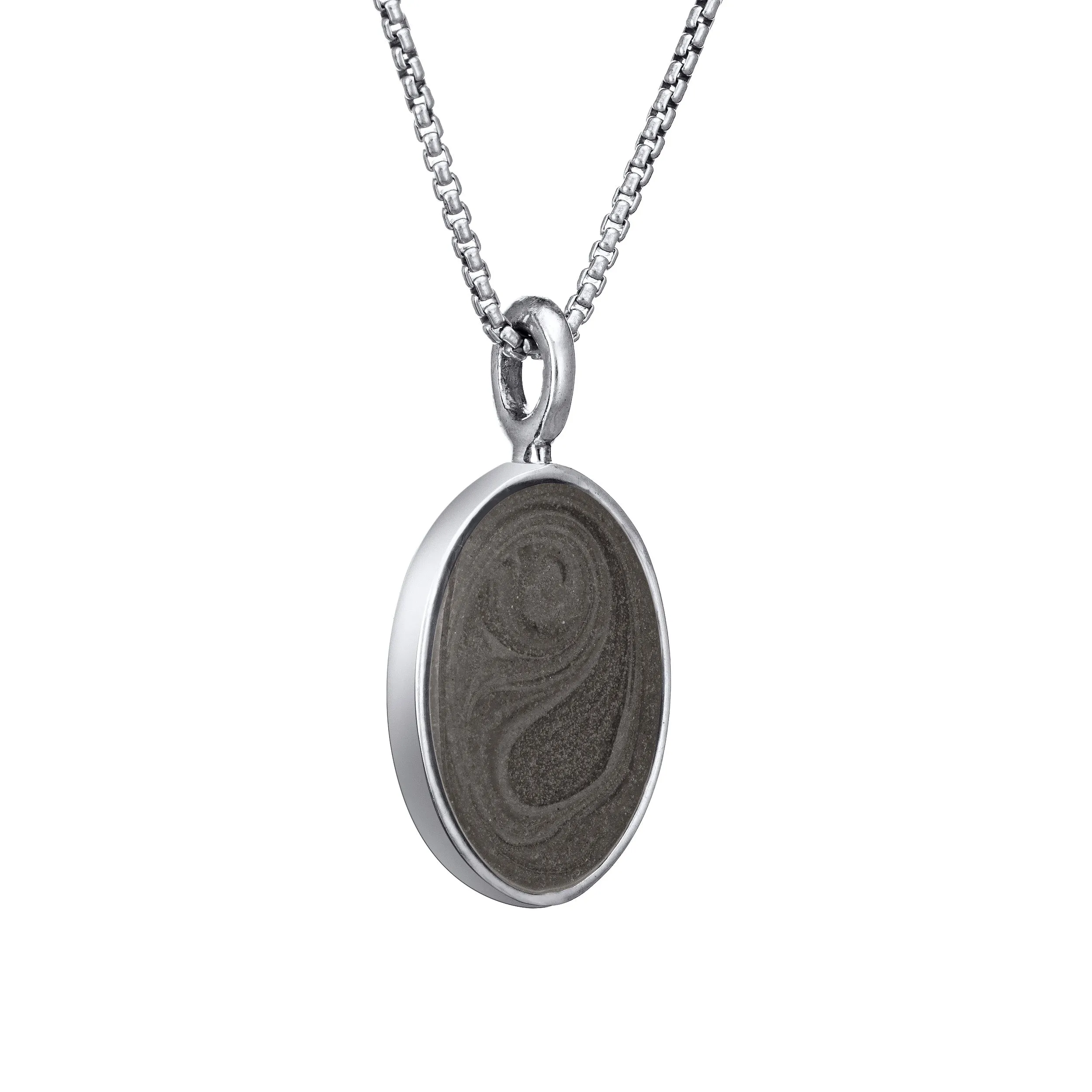 Simple Bail Oval Cremation Necklace in 14K White Gold