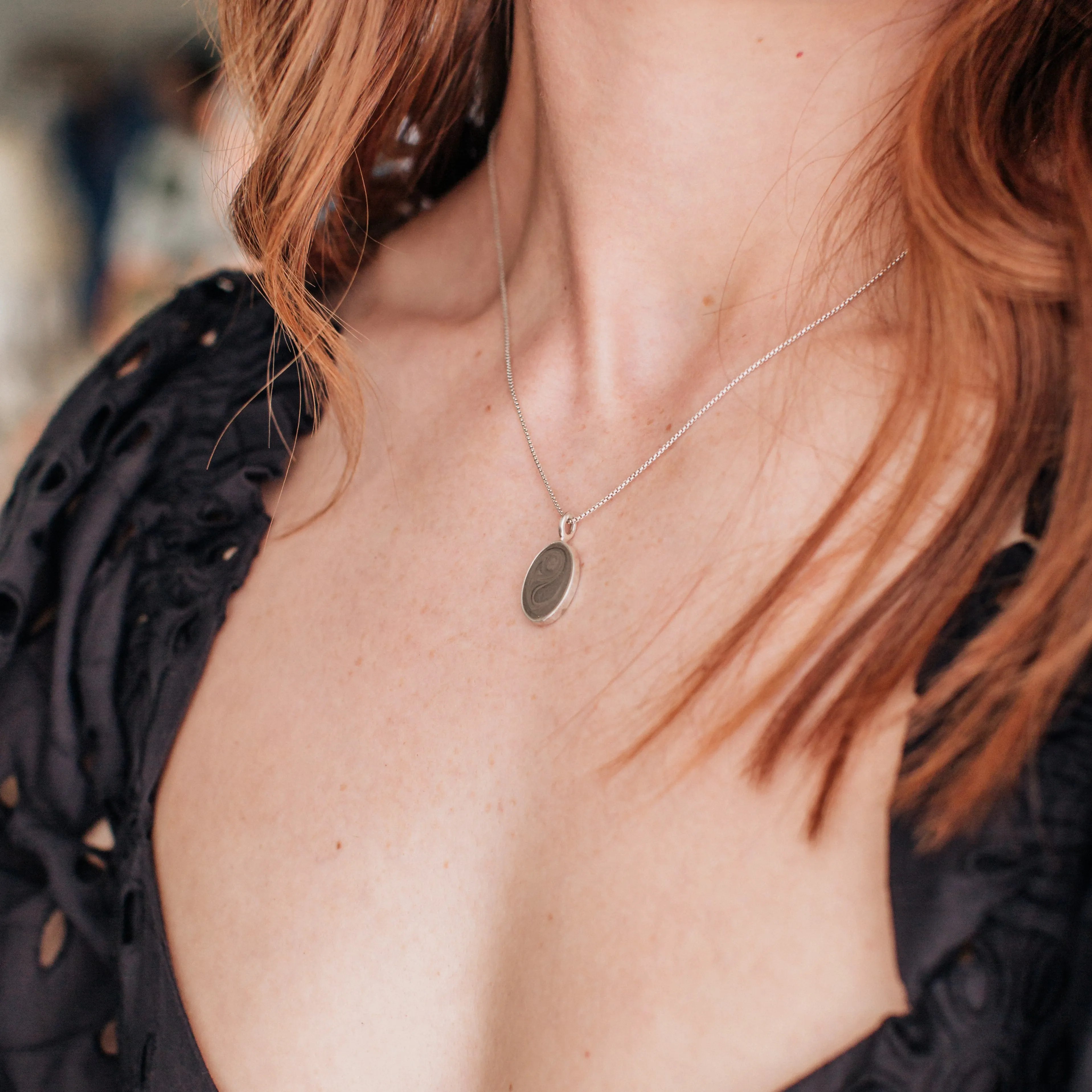 Simple Bail Oval Cremation Necklace in 14K White Gold
