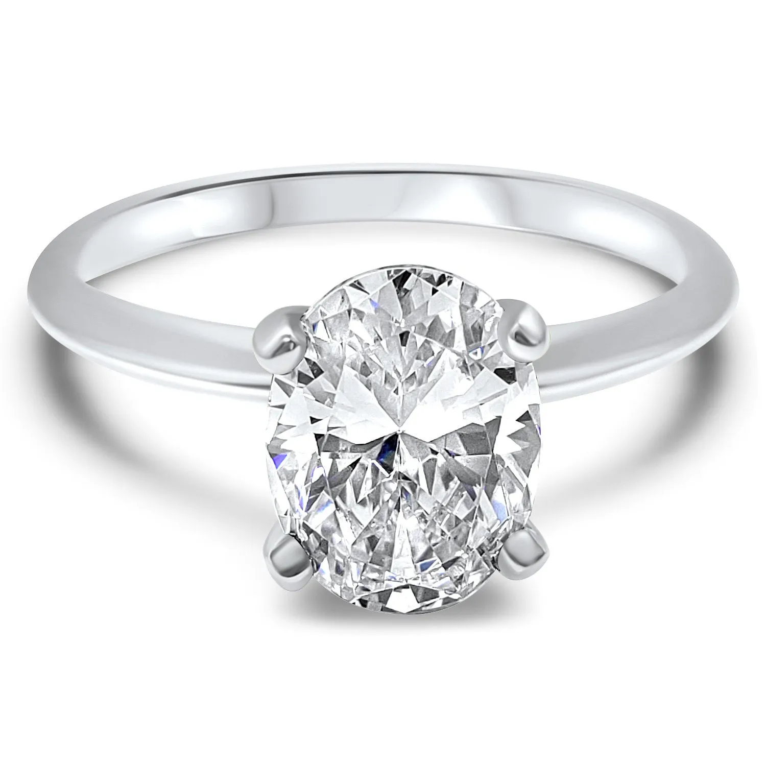 Simple Oval Diamond Solitaire Engagement Ring | 4 Prong | 14k Rose, White, or Yellow Gold | 1, 1.5, or 2 Carat IGI Certified F VS2