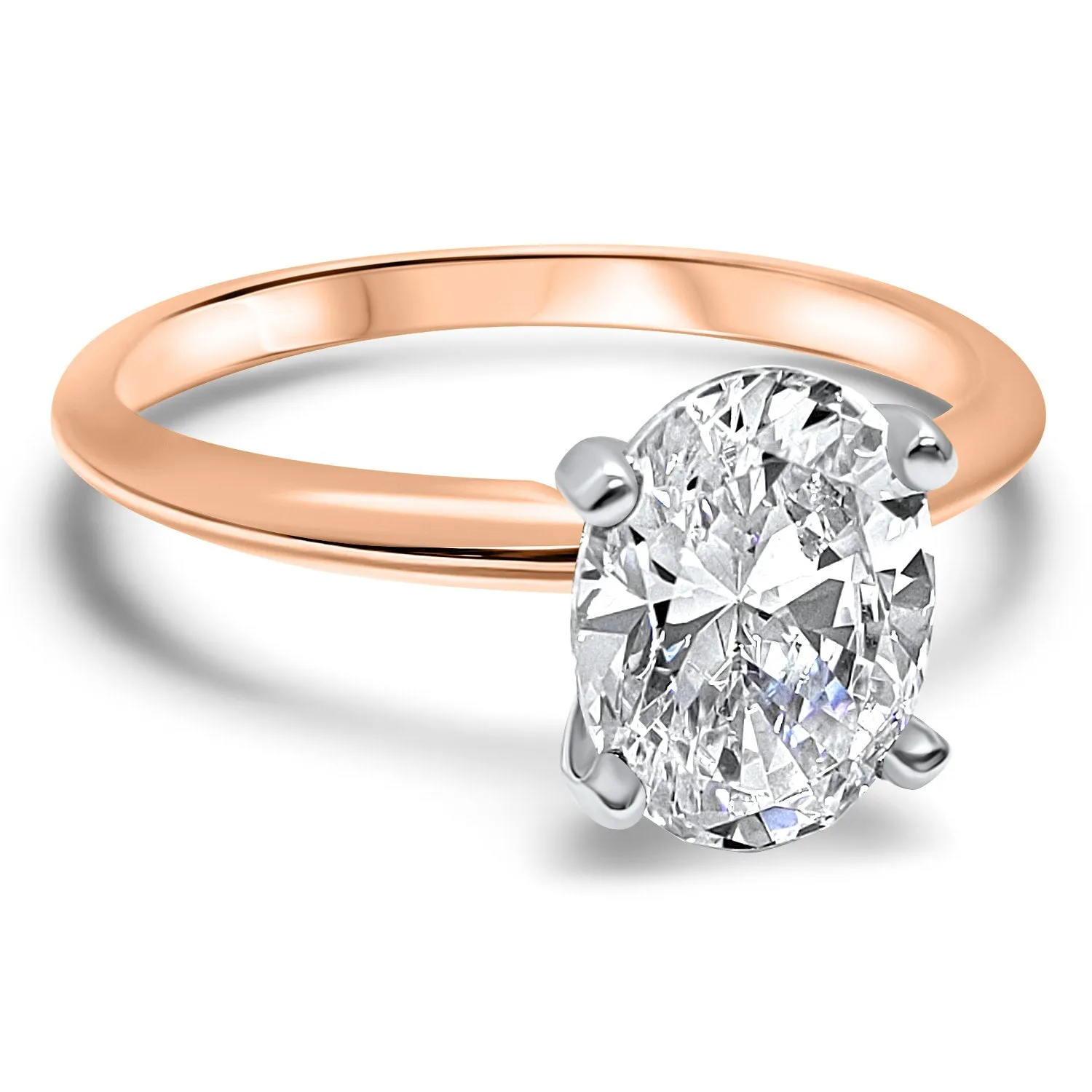 Simple Oval Diamond Solitaire Engagement Ring | 4 Prong | 14k Rose, White, or Yellow Gold | 1, 1.5, or 2 Carat IGI Certified F VS2