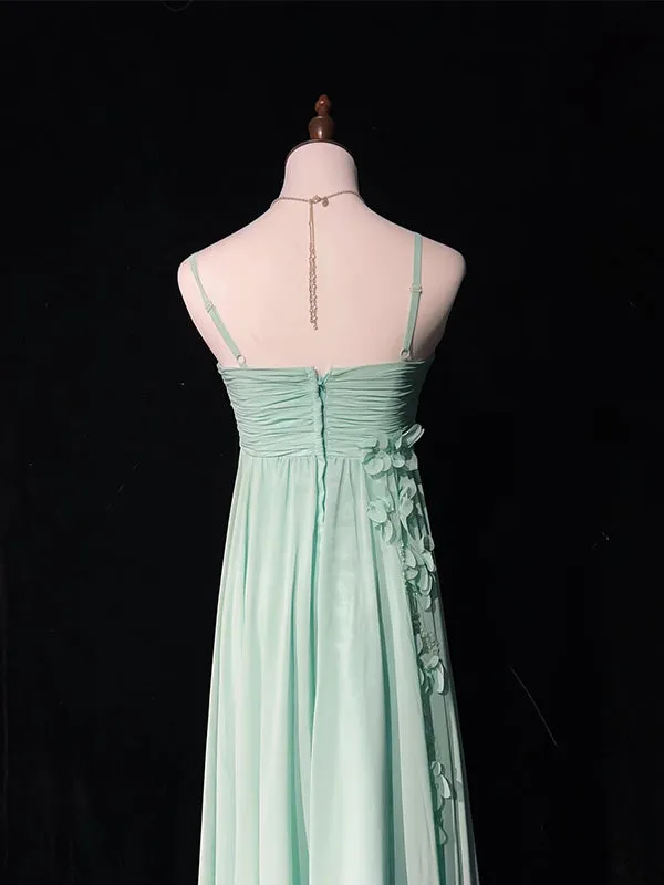 Simple Spaghetti Strap Sleeveless A-line Chiffon For Party Online, OL389