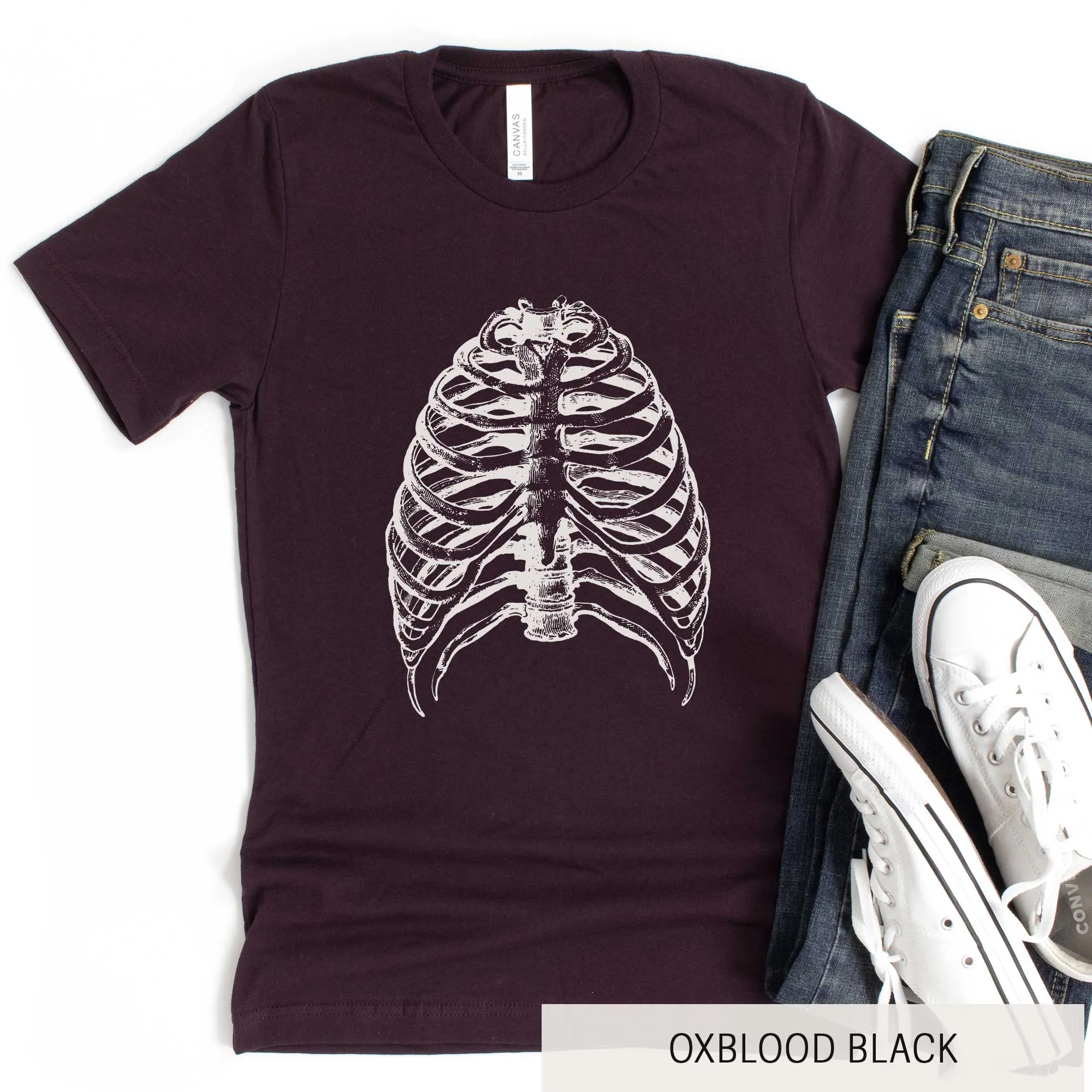 Skeleton Rib Cage - Adult Unisex Jersey Crew Tee