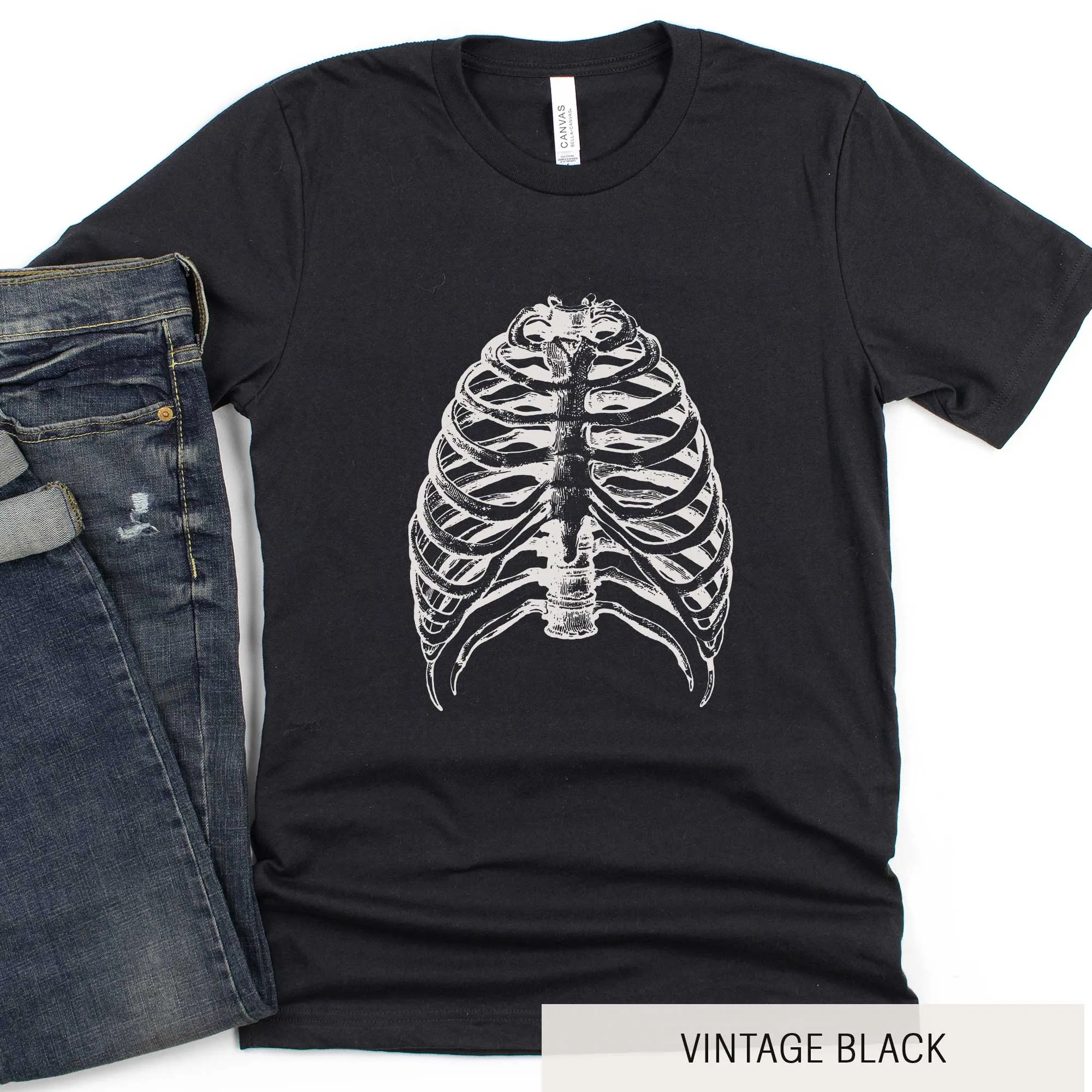 Skeleton Rib Cage - Adult Unisex Jersey Crew Tee