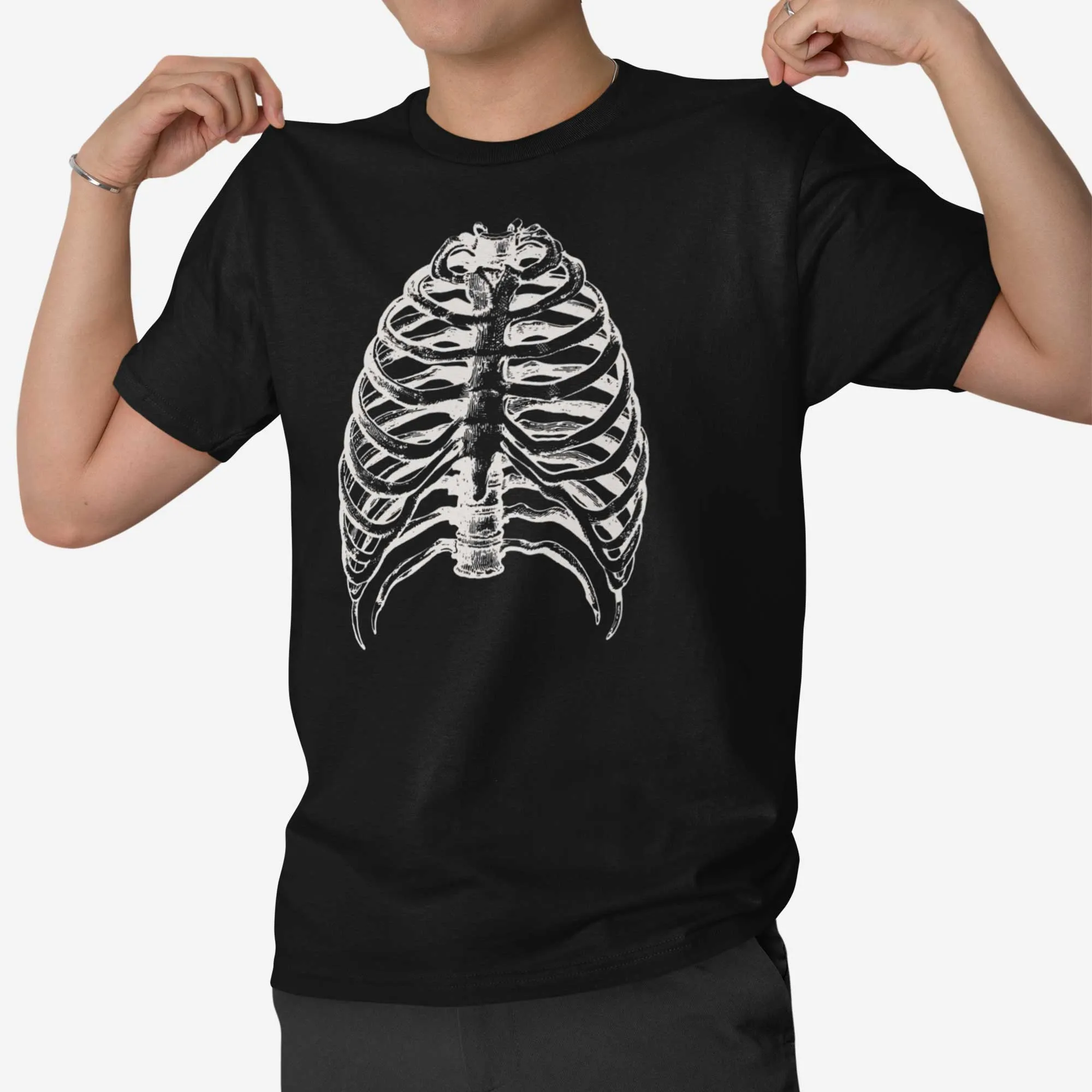 Skeleton Rib Cage - Adult Unisex Jersey Crew Tee