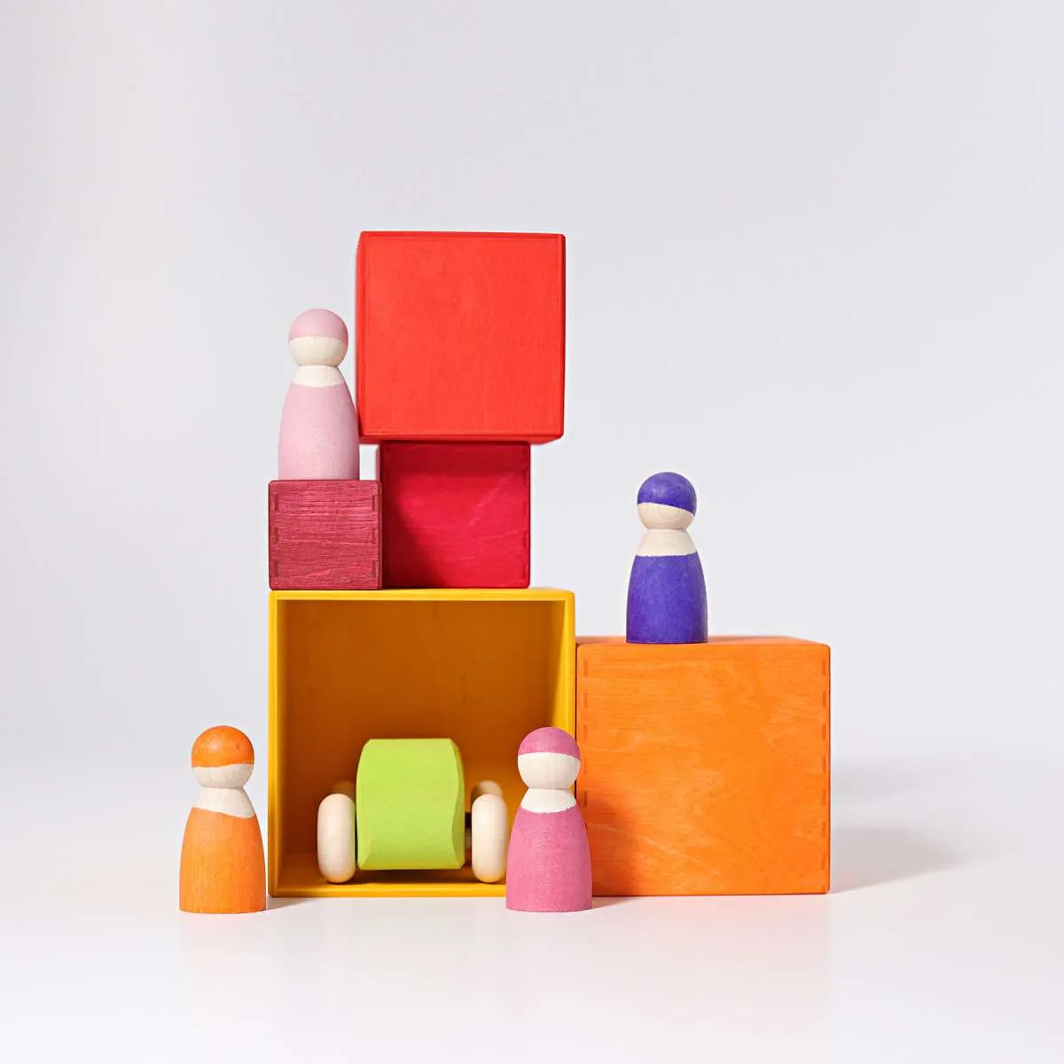 Small Stacking Boxes, Yellow-Orange - Grimm's Wooden Toys
