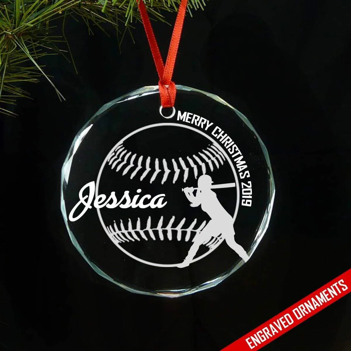 Softball And Baseball (CUSTOM) Premium Engraved Ornament
