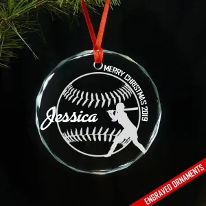 Softball And Baseball (CUSTOM) Premium Engraved Ornament