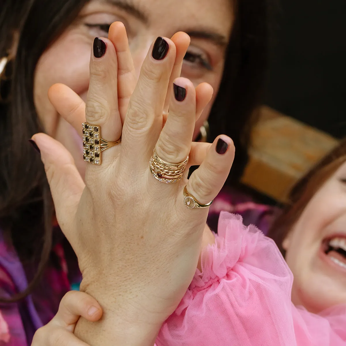 Solid Gold Mixed Metal Filigree Band