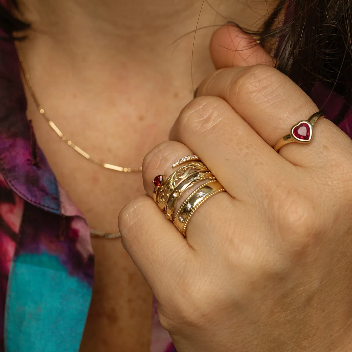 Solid Gold Mixed Metal Filigree Band