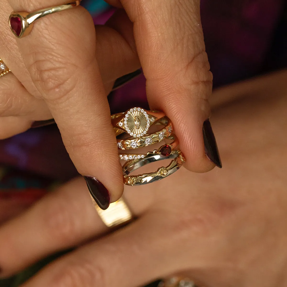 Solid Gold Mixed Metal Filigree Band