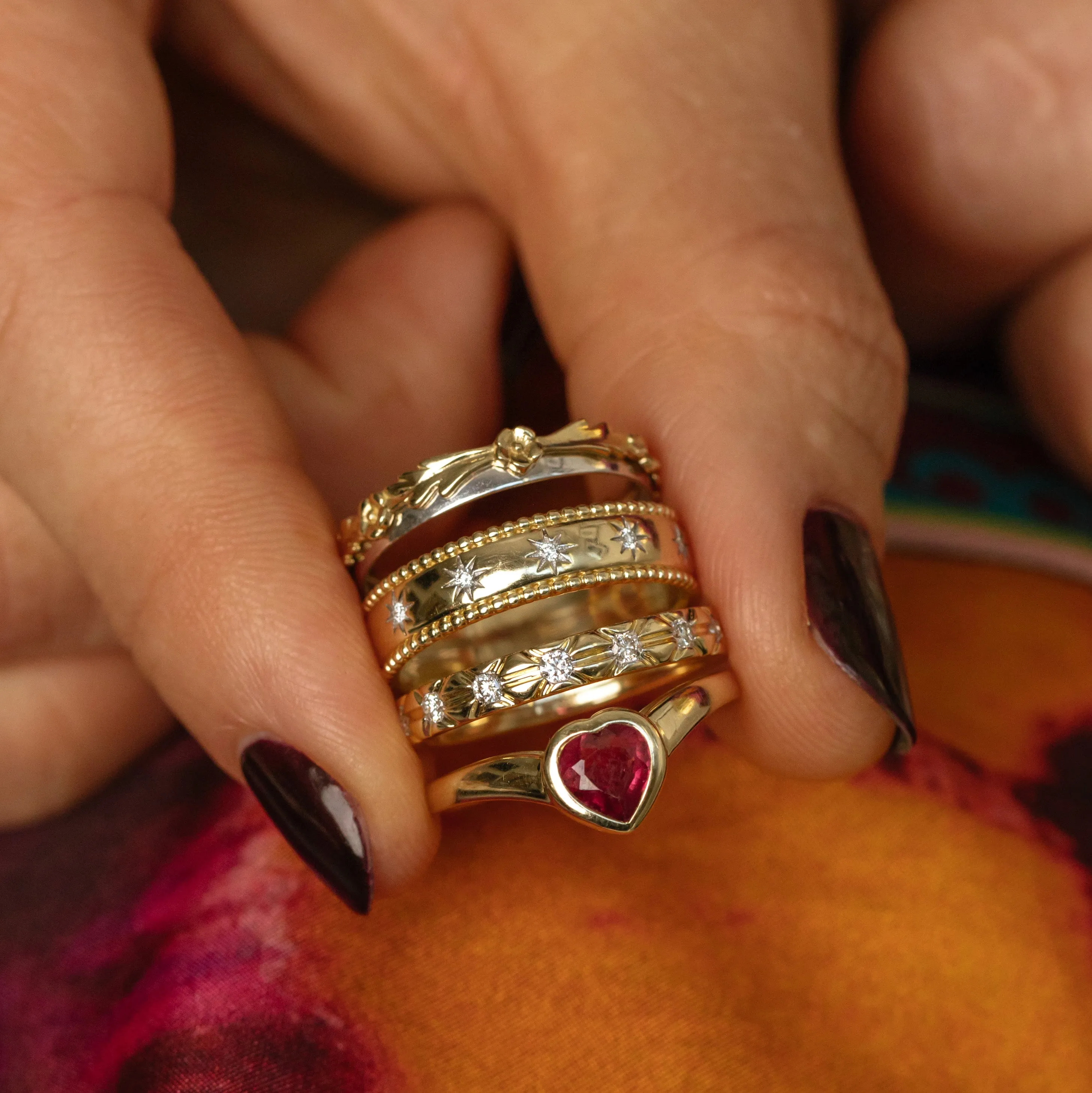 Solid Gold Mixed Metal Filigree Band