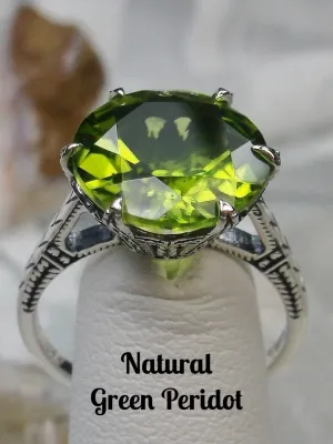 Solitaire Ring, Peridot Green Classic Victorian Jewelry #D37