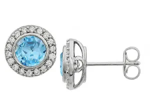 Sterling Gemstone Halo Earrings