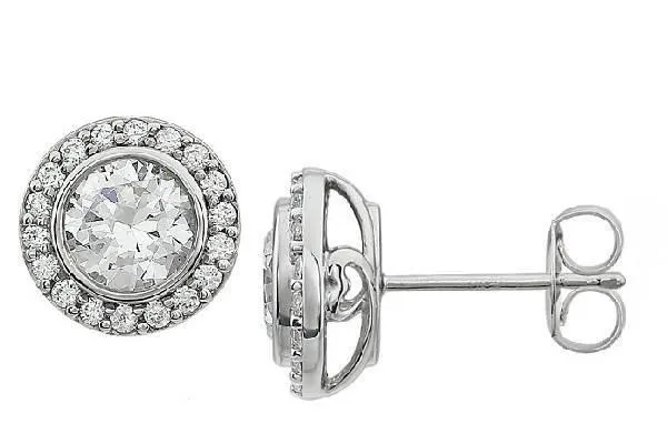 Sterling Gemstone Halo Earrings