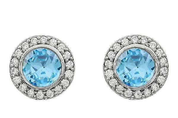 Sterling Gemstone Halo Earrings