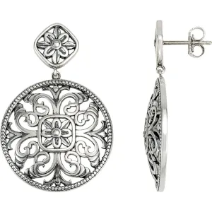 Sterling Silver & 14k White Gold Filigree Earrings