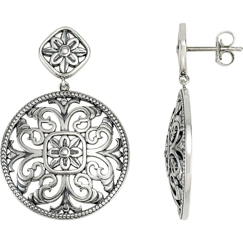 Sterling Silver & 14k White Gold Filigree Earrings