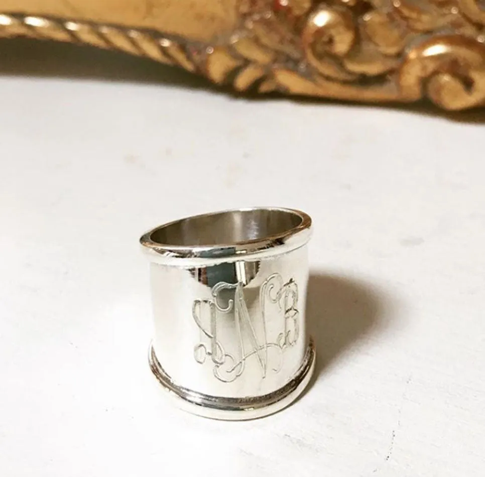 Sterling Silver Monogram Tube Ring