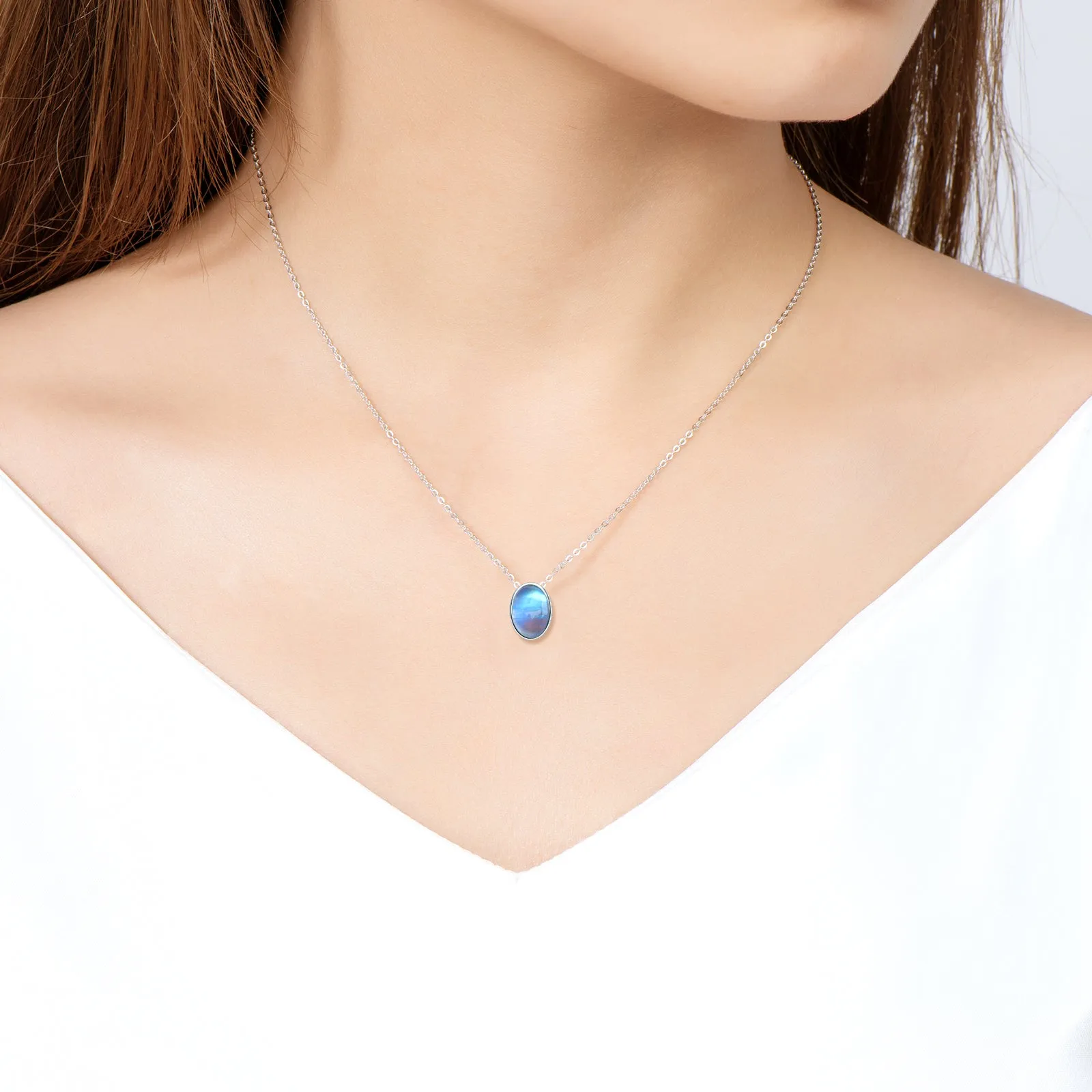 Sterling Silver Moonstone Pendant Necklace