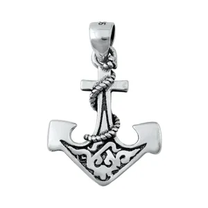 Sterling Silver Ornate Anchor Pendant Filigree Swirl Rope Twist Elegant Charm