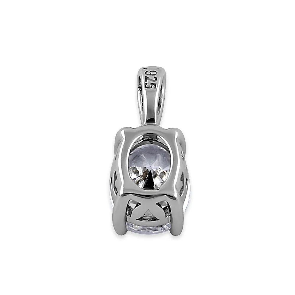 Sterling Silver Oval Clear CZ Filigree Pendant