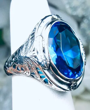 Swiss Blue Ring, Large Oval Ring, Victorian Jewelry Design#D2