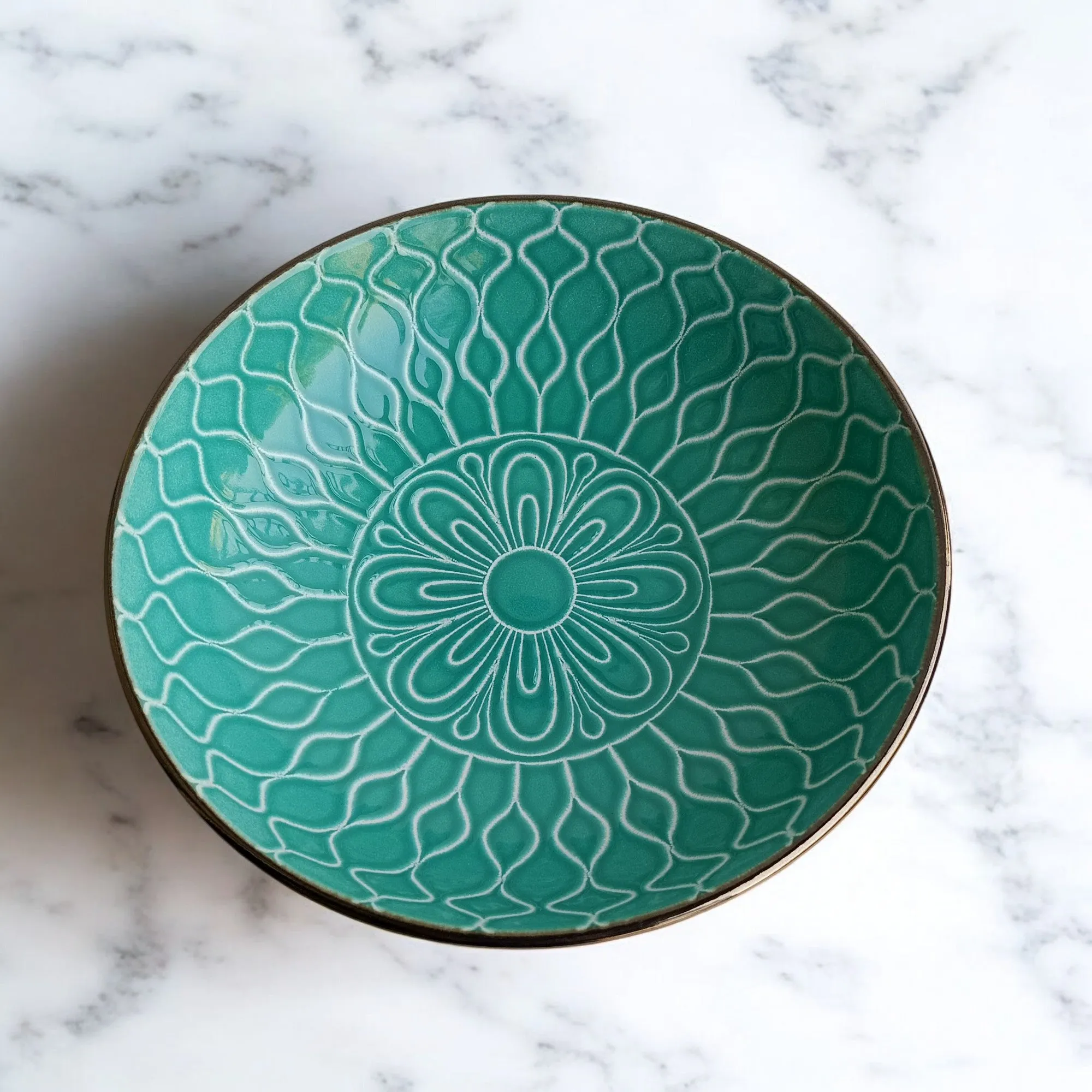 Teal Elegance Ceramic Bowl (7 inch)