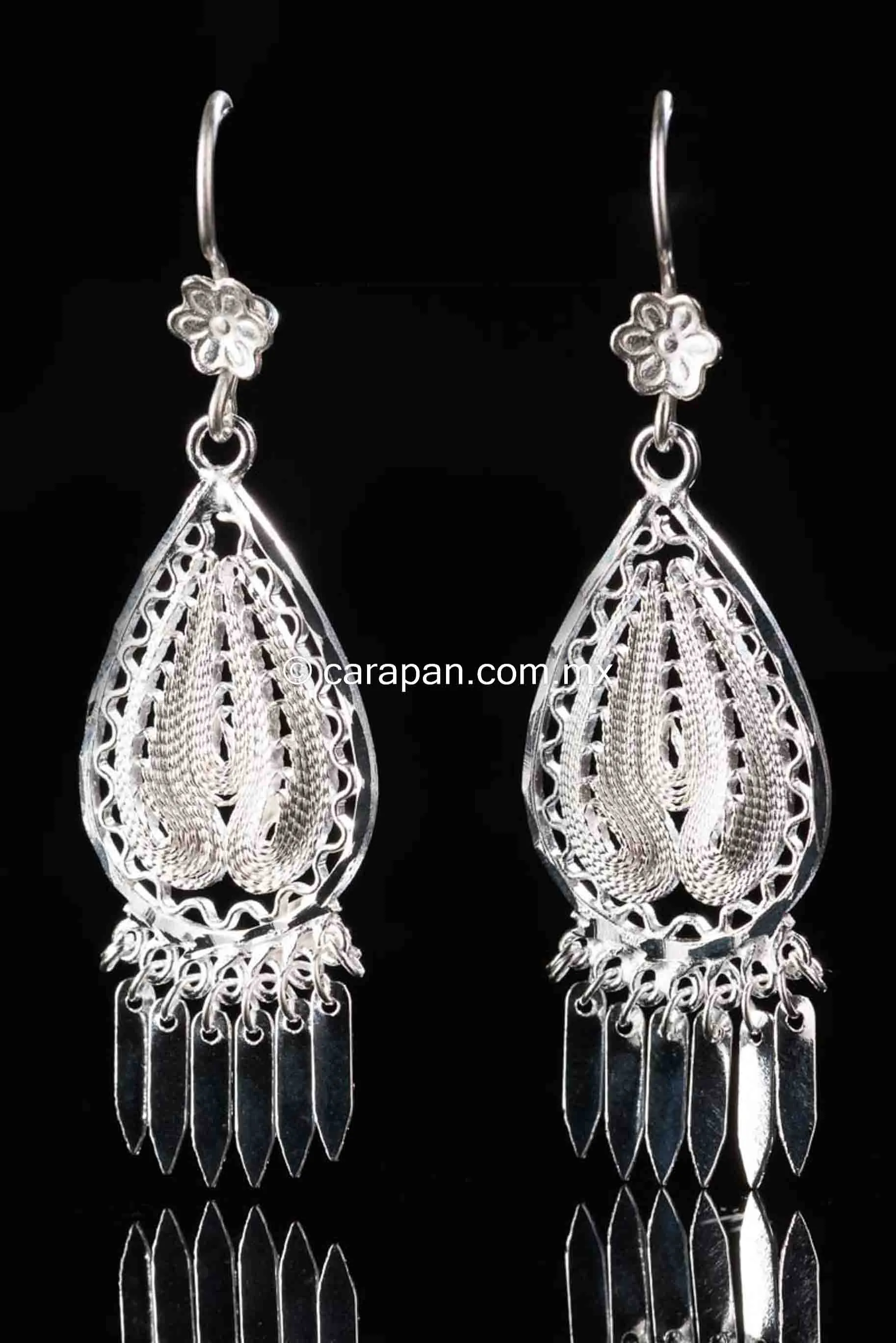 Teardrop Earrings Mexican Sterling Silver Filigree From Taxco .925